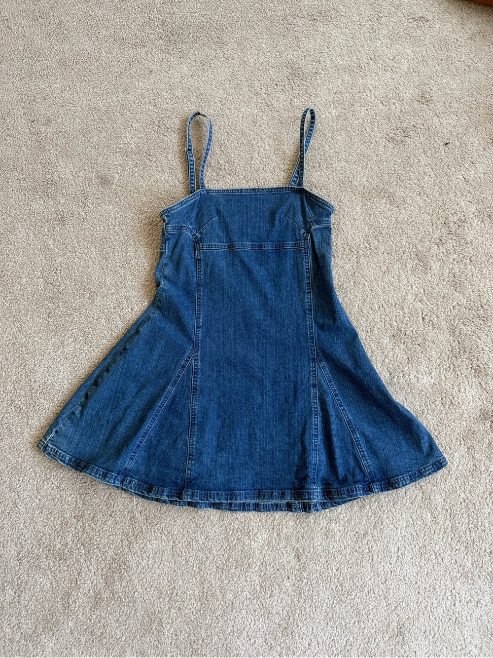 Sugar Thrillz Blue Denim A-Line Skirt Dress